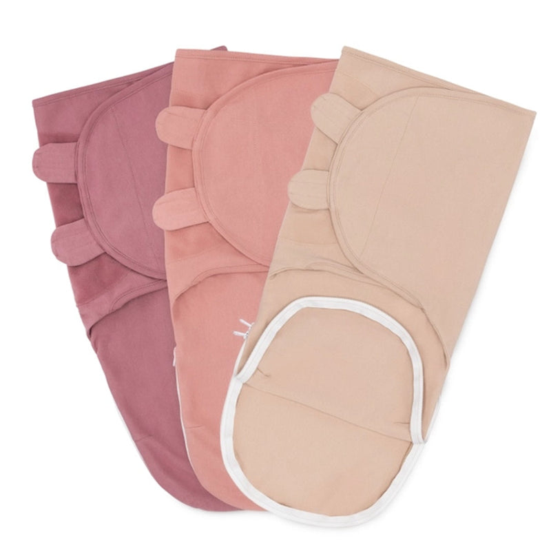 Baby Easy Swaddle Blankets w/ Zipper - 3 Pack By Comfy Cubs (Light Blush/Blush/Mauve)