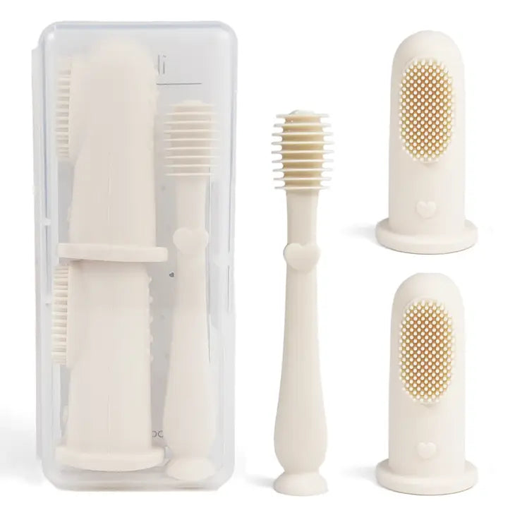 Baby Finger Toothbrush & Tongue Cleaner Oral Set 3m+ Ivory