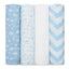 Comfy Cubs Baby Muslin Swaddle Blankets 4 Pack Blue - Luna Baby Store Miami