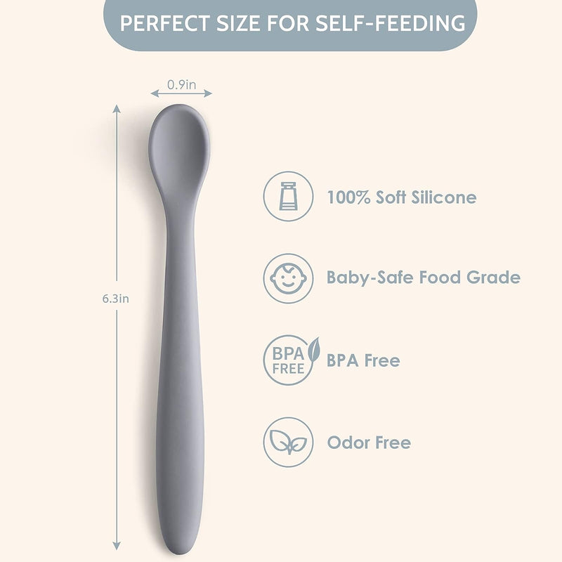 Baby Silicone Feeding Spoons 6 Pack - Matte