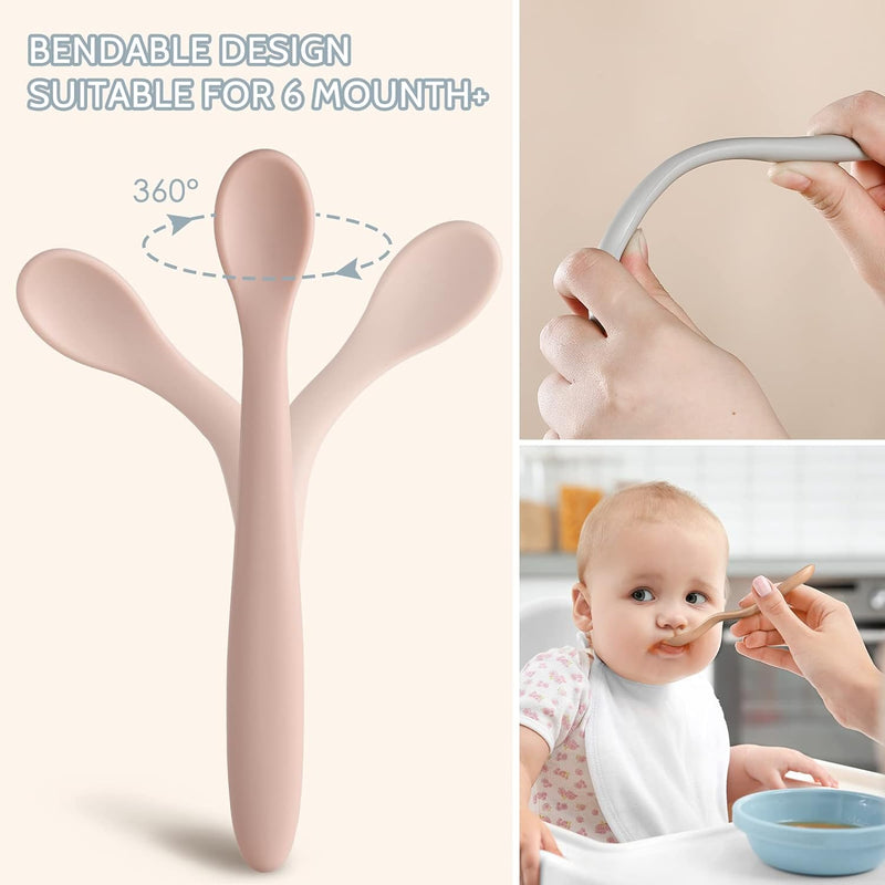 Baby Silicone Feeding Spoons 6 Pack - Matte
