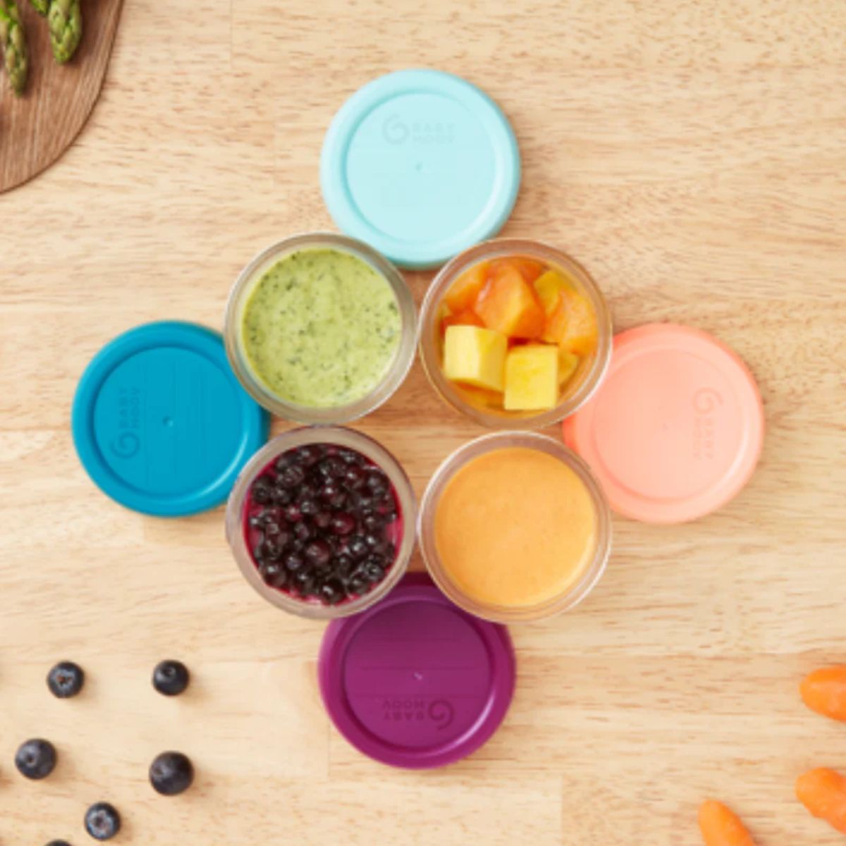 Babymoov Glass Jar Baby Food Storage Container Sets - Stackable & Easy to Clean