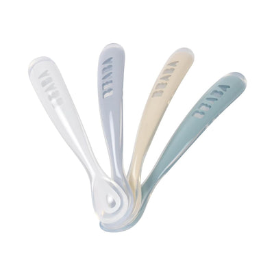 Beaba Baby First Foods Silicone Spoons - Set of 4 in Pebble