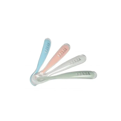 Beaba Baby First Foods Silicone Spoons - Set of 4 in Rose