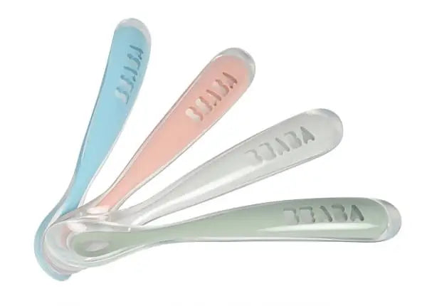 Beaba Baby First Foods Silicone Spoons - Set of 4 in Rose