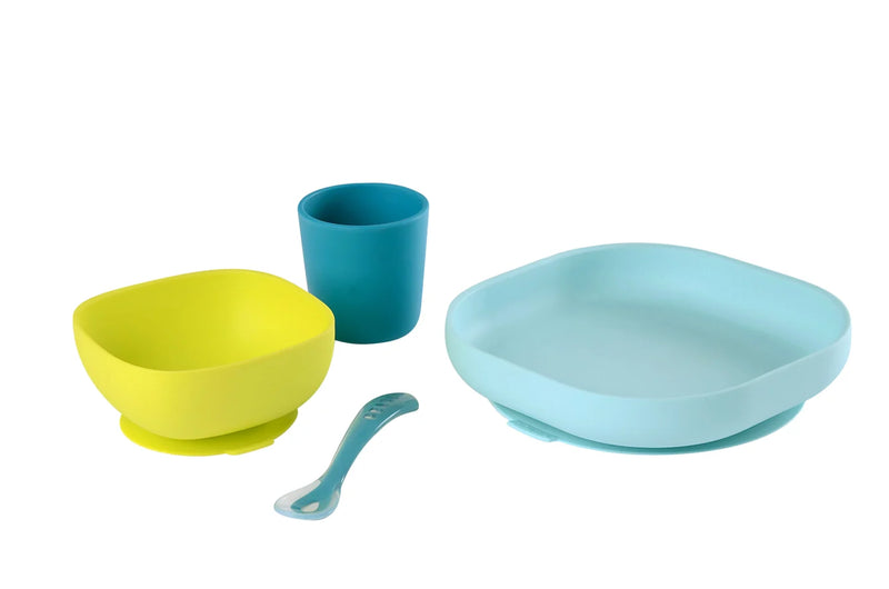 Beaba Silicone Suction Meal Set - Set of 4 - Peacock