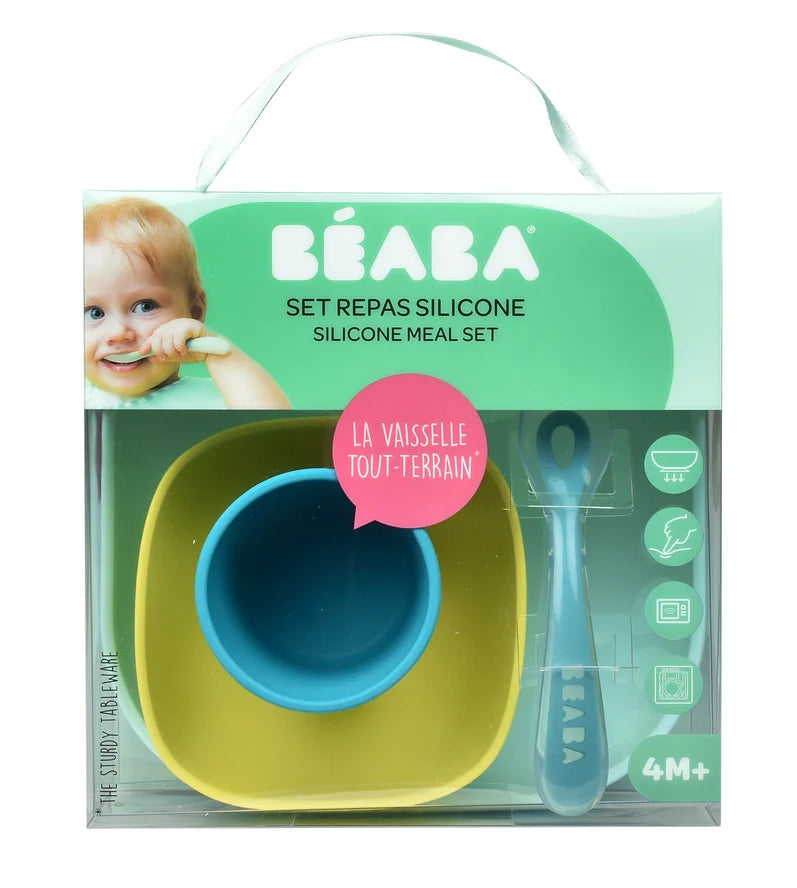 Beaba Silicone Suction Meal Set - Set of 4 - Peacock