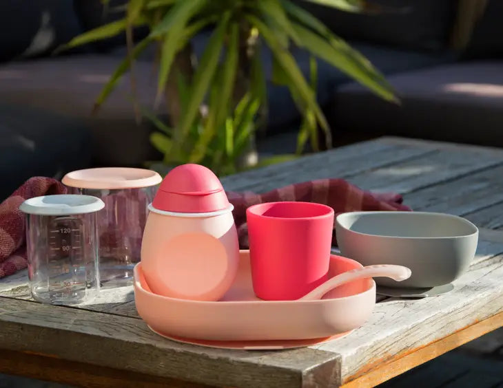 Beaba Silicone Suction Meal Set - Set of 4 - Rose