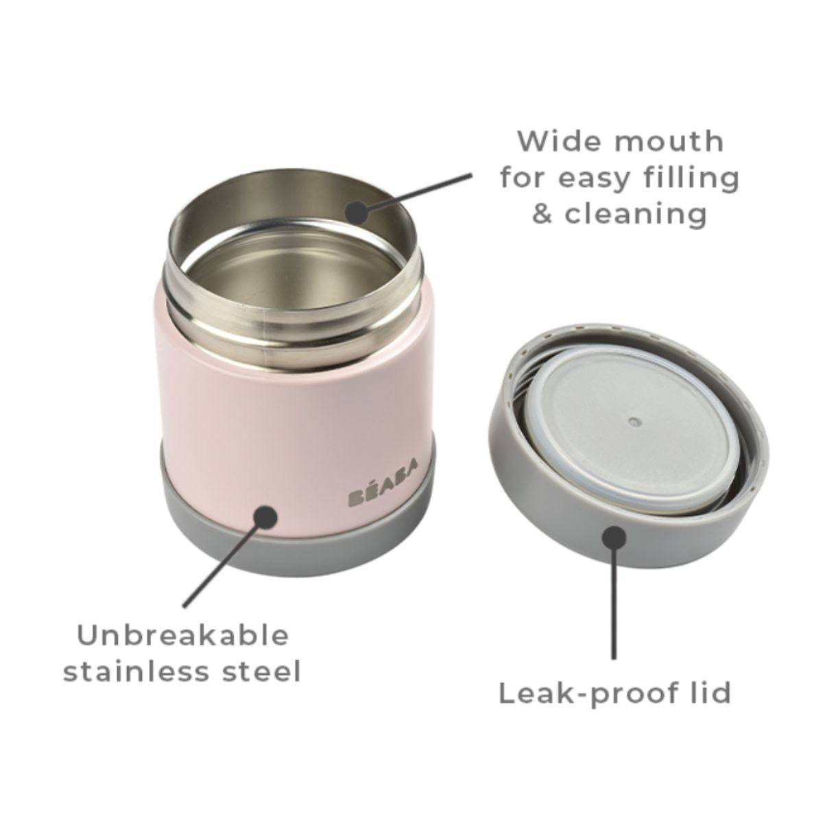 Beaba Stainless Steel 16 oz Jar - Cloud on Luna Baby Store Miami