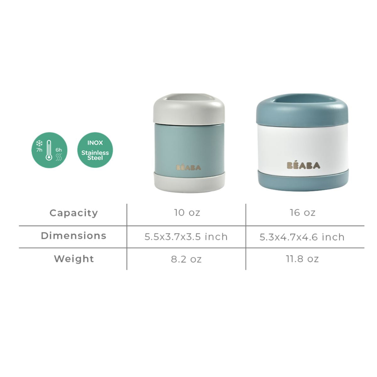 Beaba Stainless Steel 16 oz Jar - Cloud on Luna Baby Store Miami