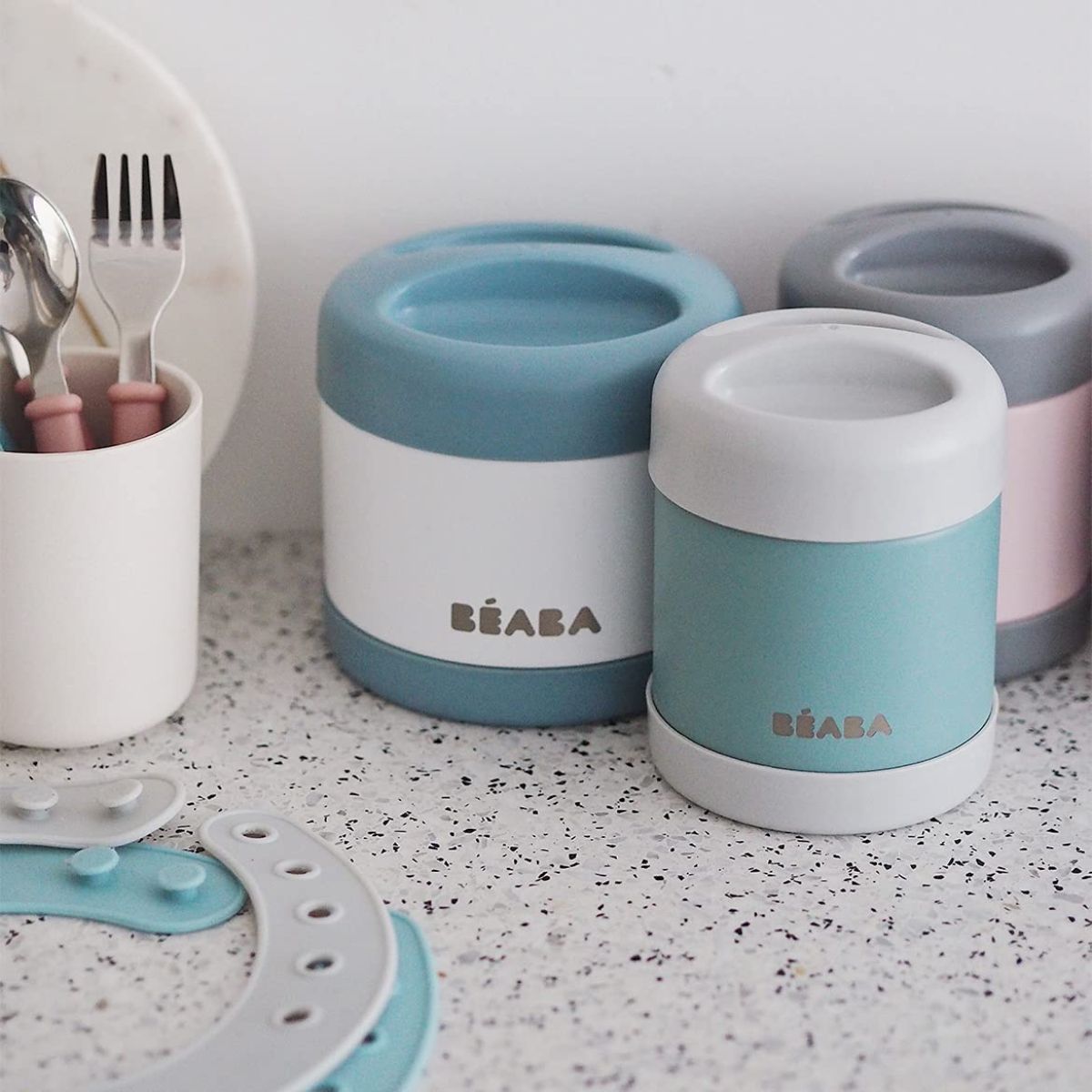 Beaba Stainless Steel 16 oz Jar - Cloud on Luna Baby Store Miami
