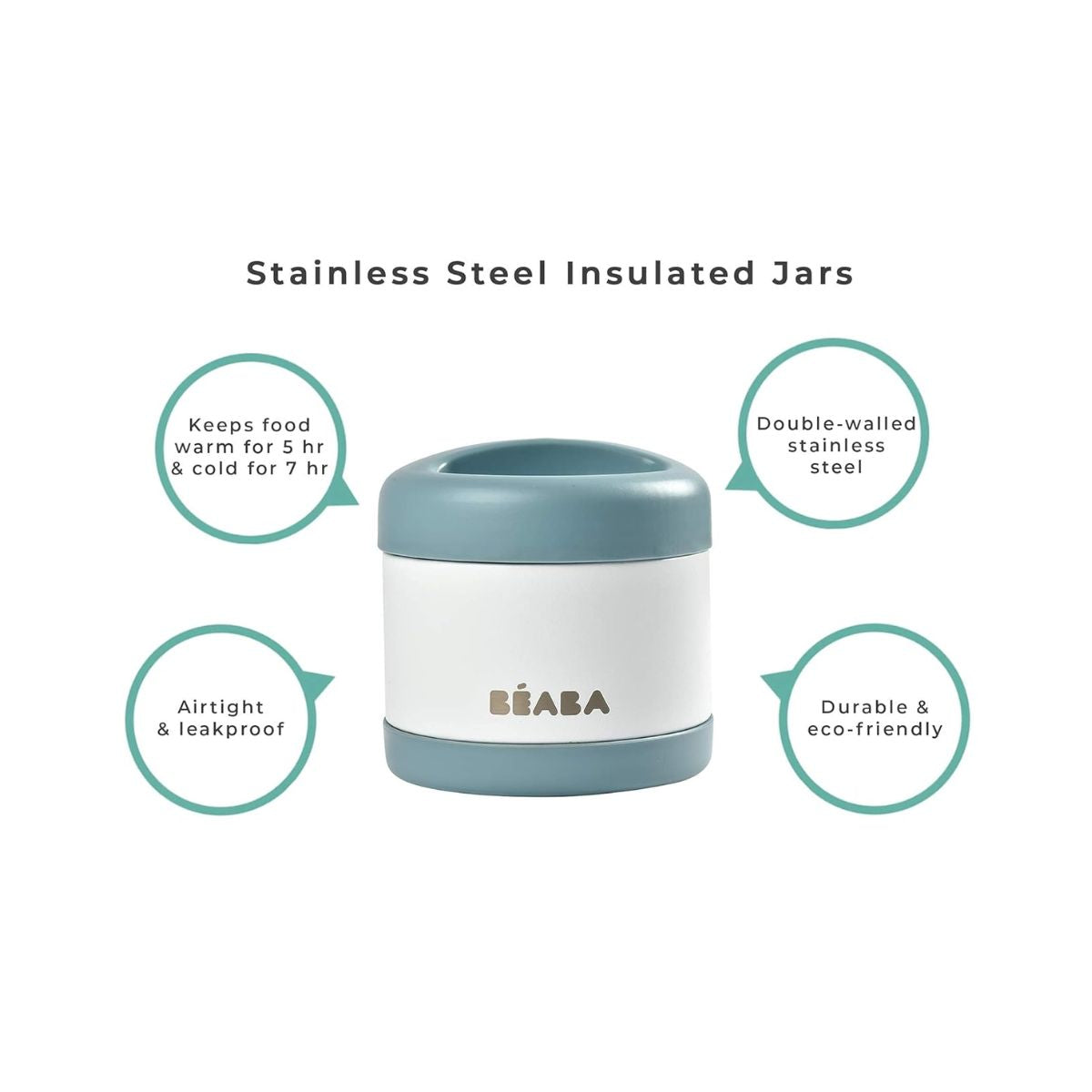 Beaba Stainless Steel 16 oz Jar - Midnight