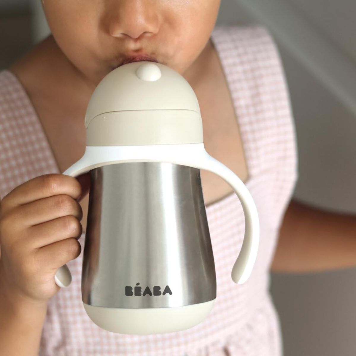 Beaba Stainless Steel Straw Sippy Cup - Oat