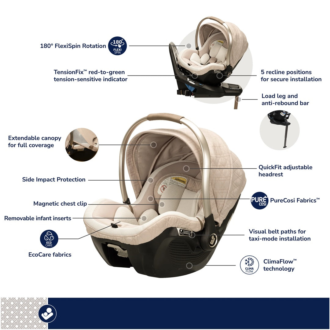 Maxi-Cosi Peri 180° Rotating Infant Car Seat - Natural Heritage - Comfort Focused Everyday Features