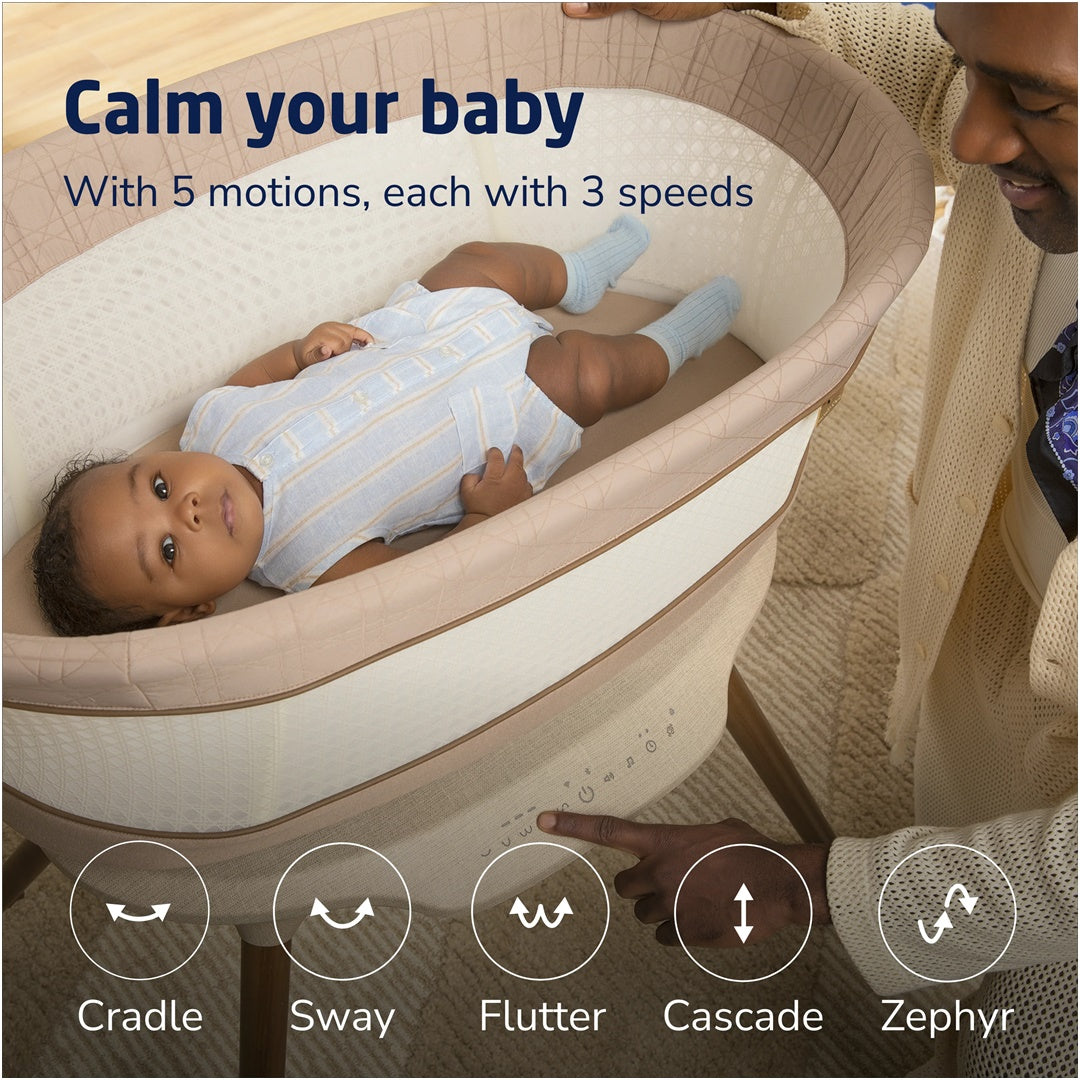 Maxi Cosi Smart Starling Bassinet - Natural Heritage - Advanced Smart Soothing Technology