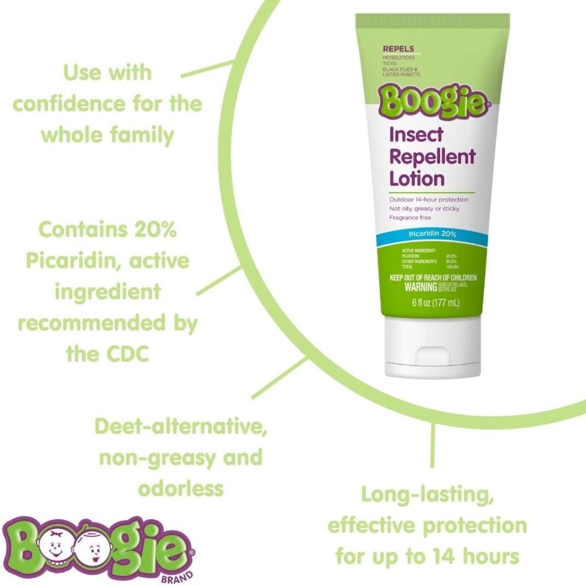 Boogie Insect Repellent Lotion with 20% Picaridin(Unscented) - 6.0 oz on Luna Baby Store Miami