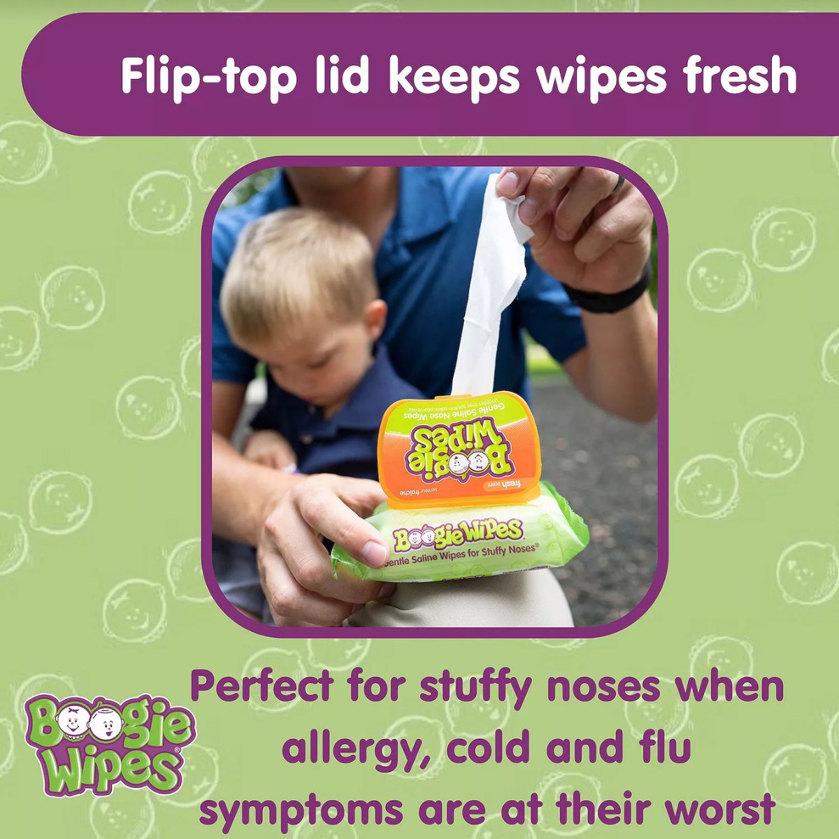 Boogie Wipes Saline Nose Wipes Unscented - 90 Count
