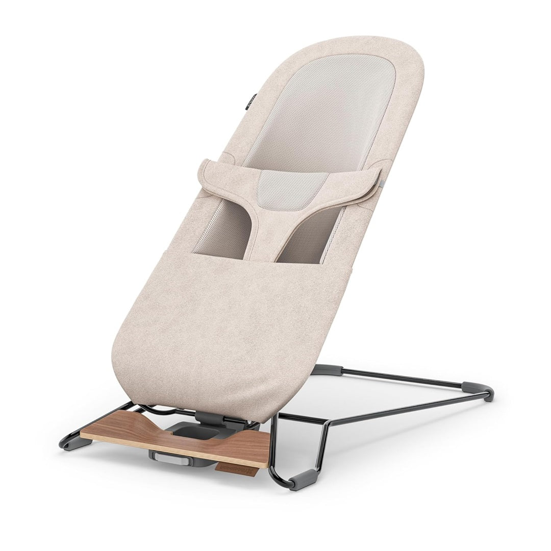 UPPAbaby Mira 2-in-1 Bouncer and Seat - Charlie (Sand Melange / Black Frame / Walnut Wood) - Breathable Comfort and Gentle Motion