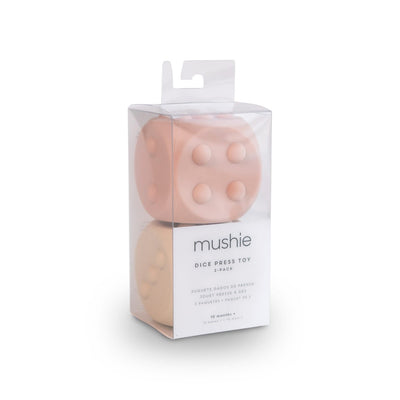 Mushie Dice Press Toy 2-Pack Cambridge Blue/Shifting Sand