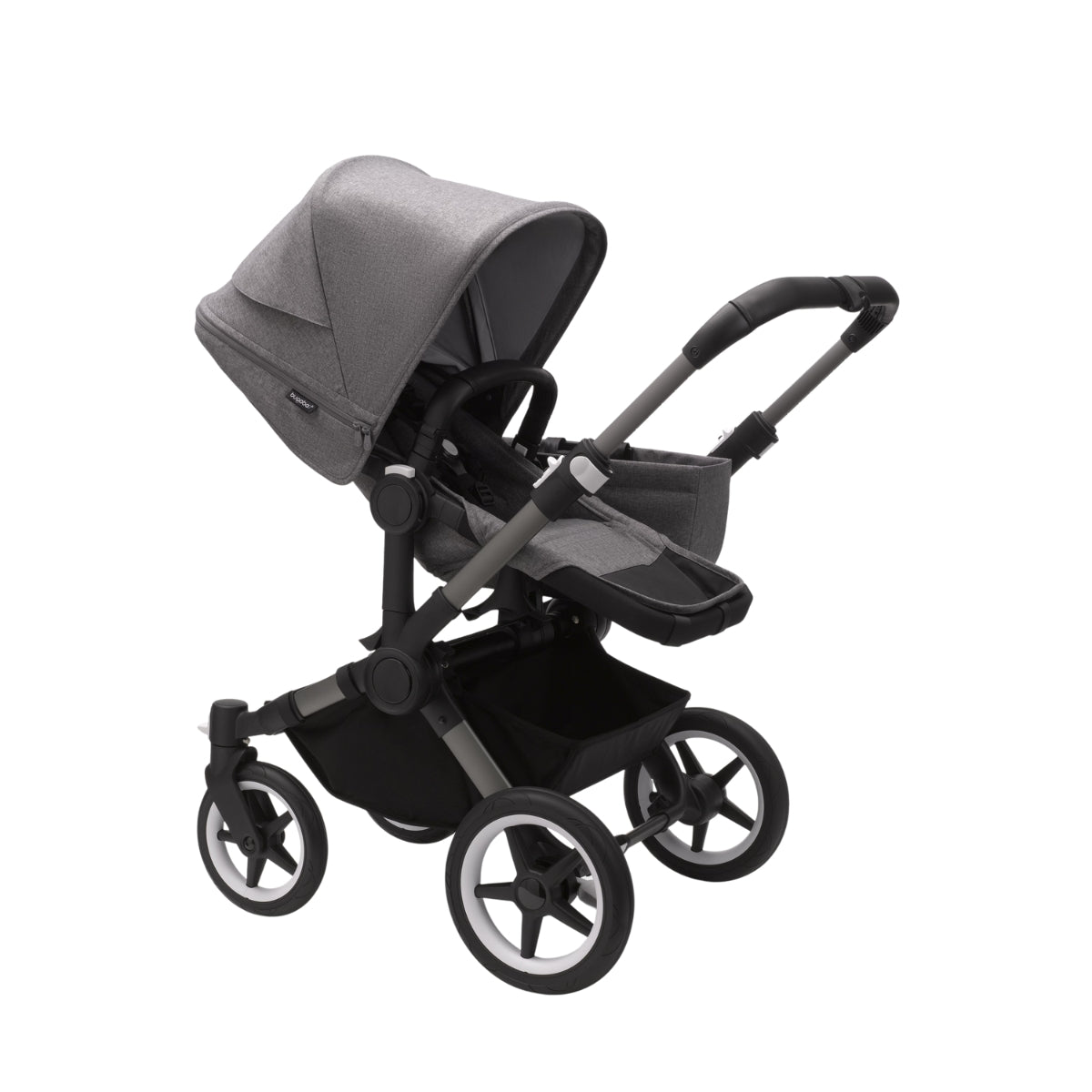 Bugaboo Donkey 5 Mono Bassinet and Seat - All Grey Melange/Graphite Chassis