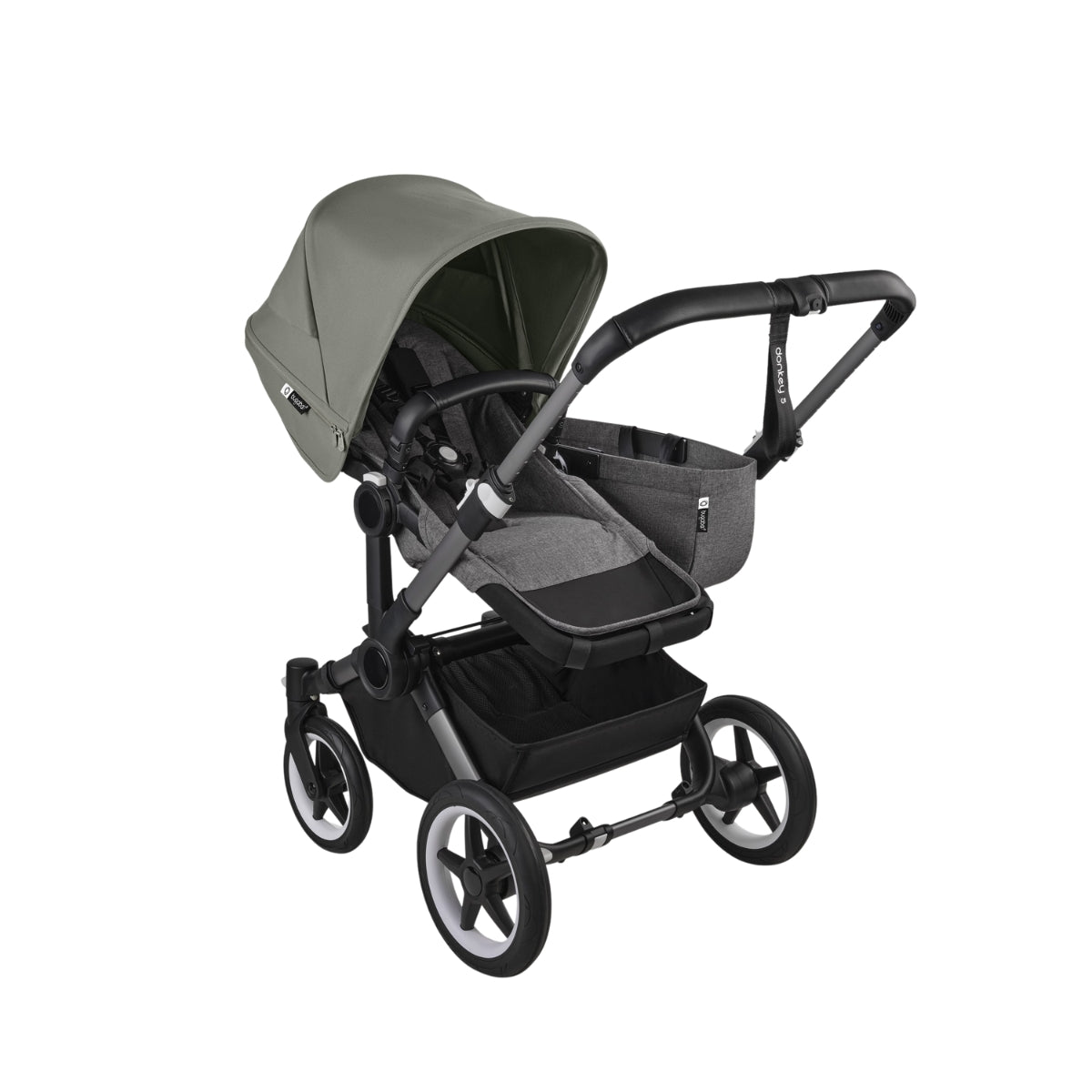 Bugaboo Donkey 5 Mono Bassinet and Seat - Forest Green/Grey Melange/Graphite Chassis