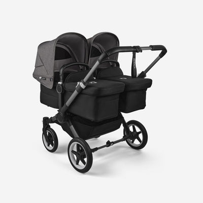 Bugaboo Donkey 5 Twin Bassinet And Stroller -  Grey Melange Canopy/Midnight Black/Graphite Chassis
