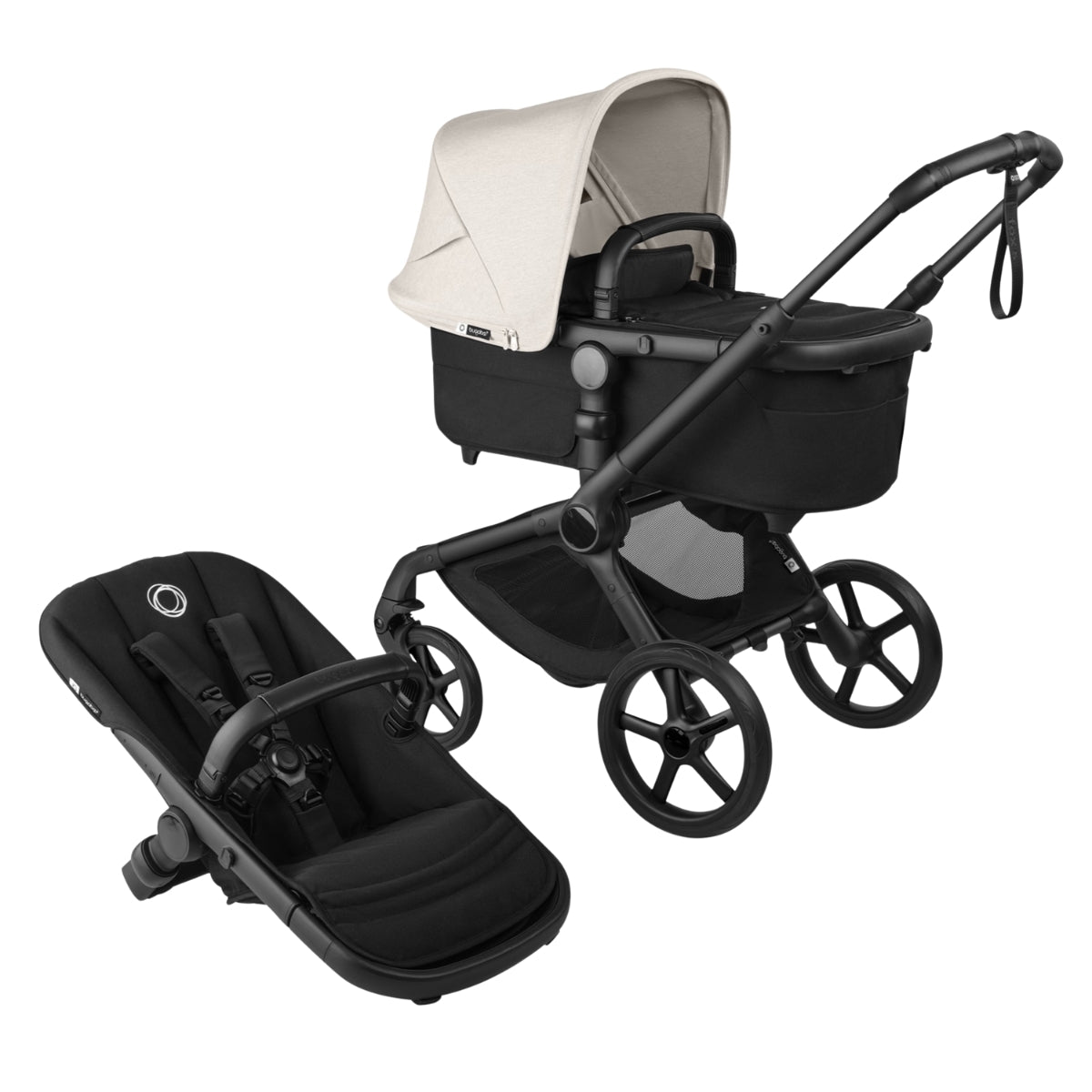 Bugaboo Fox 5 Renew Bassinet And Stroller - Misty White/Black Chassis