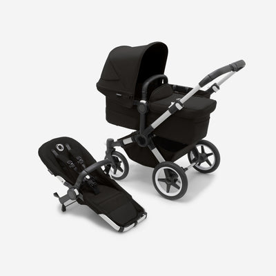 Bugaboo Donkey 5 Mono Bassinet and Seat - All Midnight Black/Aluminium Chassis