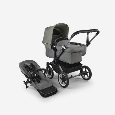 Bugaboo Donkey 5 Mono Bassinet and Seat - Forest Green/Grey Melange/Graphite Chassis
