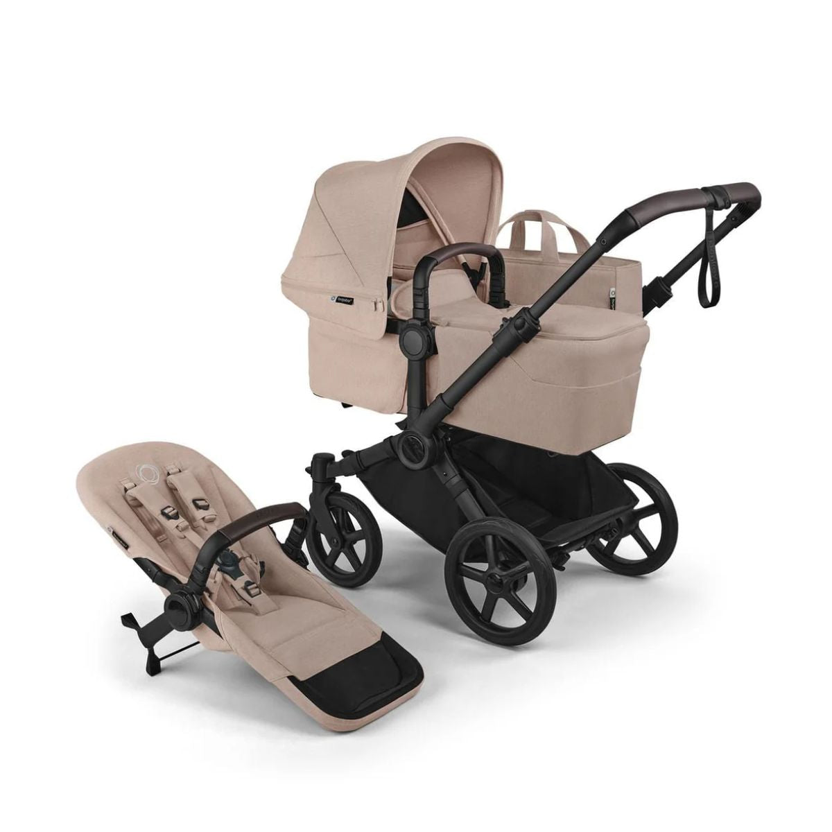Bugaboo Donkey 6 Complete Single-to-Double Stroller - Black / Desert Taupe Melange on Luna Baby Store Miami