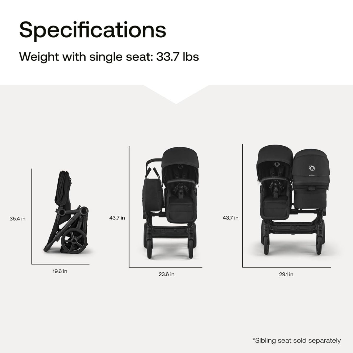 Bugaboo Donkey 6 Complete Single-to-Double Stroller - Black / Desert Taupe Melange on Luna Baby Store Miami