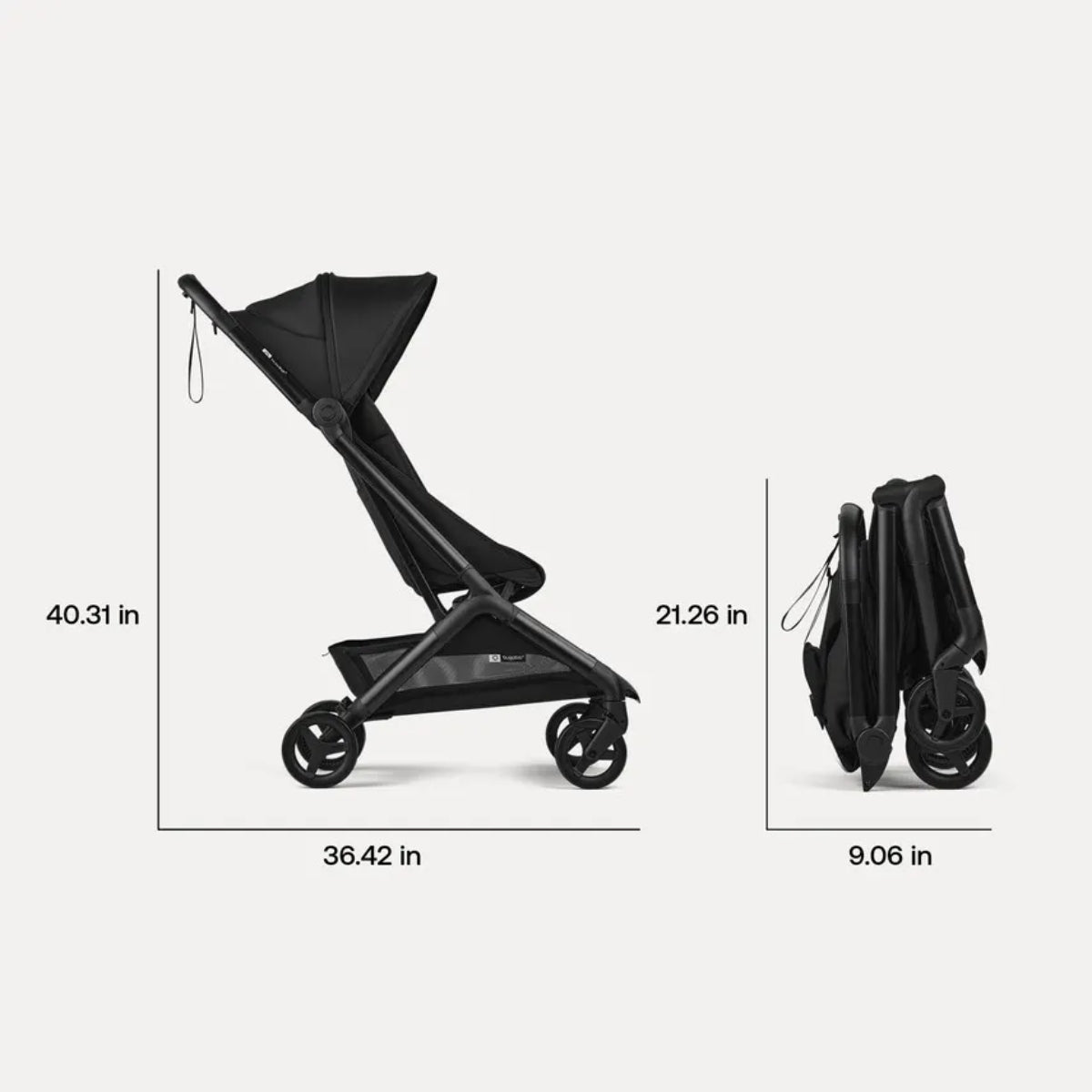 Bugaboo Butterfly 2 Travel Stroller Black/Forest Green - Ultra Compact Travel Solution