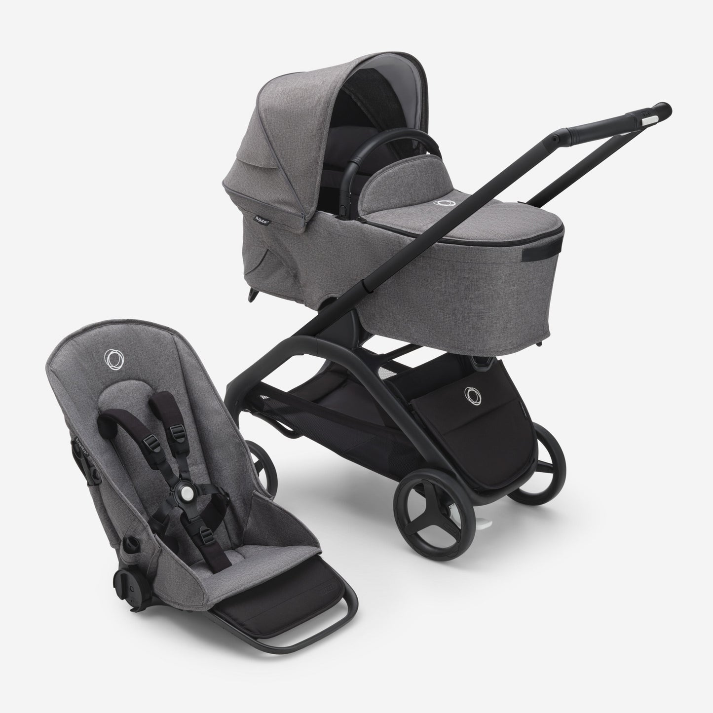 Bugaboo Dragonfly Stroller & Bassinet - Grey Melange/Frame Black