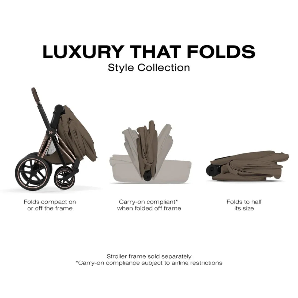 CYBEX PRIAM Fold Lux Carry Cot - Style Collection Coconut Brown on Luna Baby Store Miami