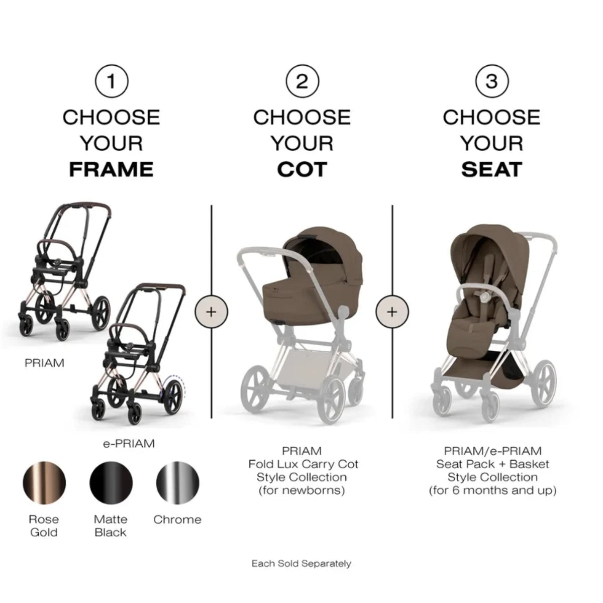 CYBEX PRIAM Fold Lux Carry Cot - Style Collection Coconut Brown