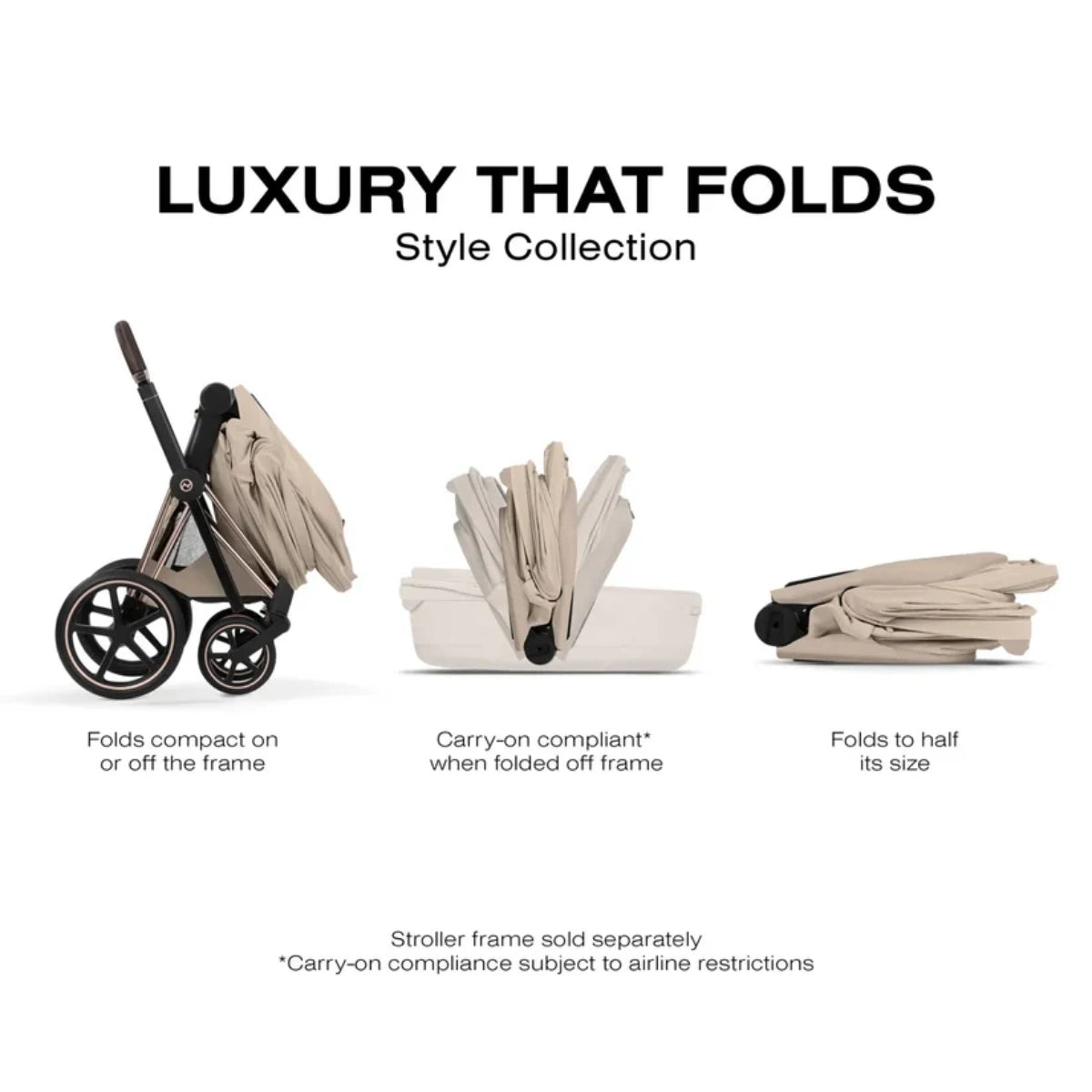 CYBEX PRIAM Fold Lux Carry Cot - Style Collection Cozy Beige on Luna Baby Store Miami