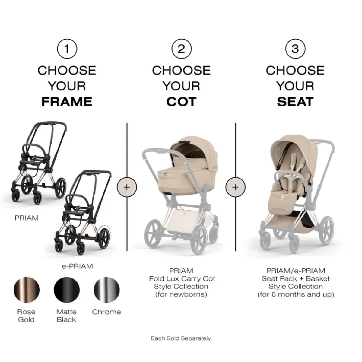 CYBEX PRIAM Fold Lux Carry Cot - Style Collection Cozy Beige