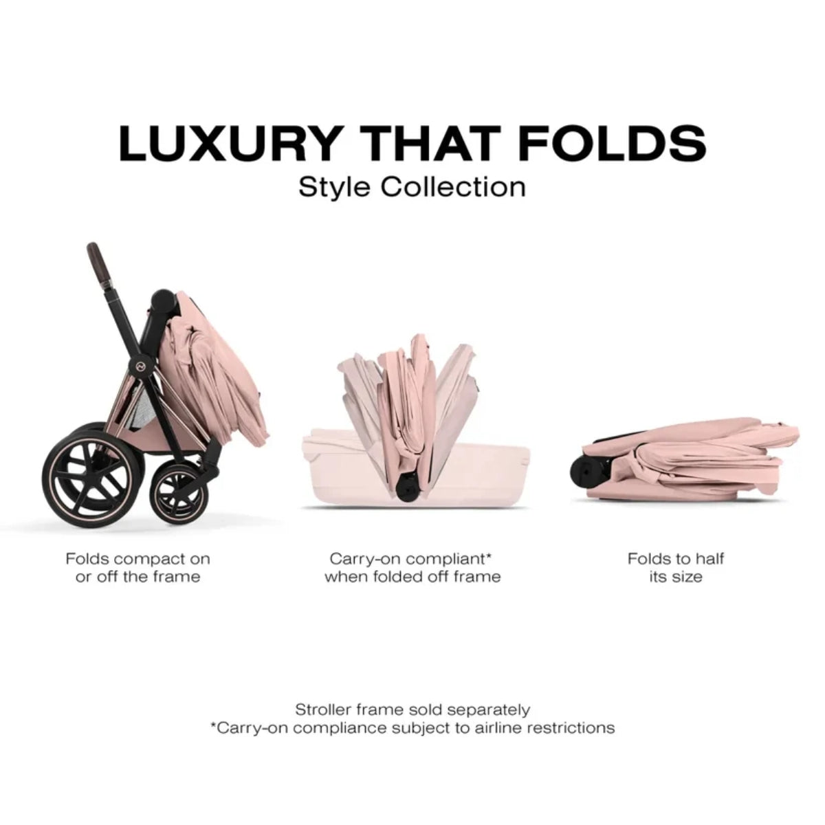CYBEX PRIAM Fold Lux Carry Cot - Style Collection Peach Pink on Luna Baby Store Miami