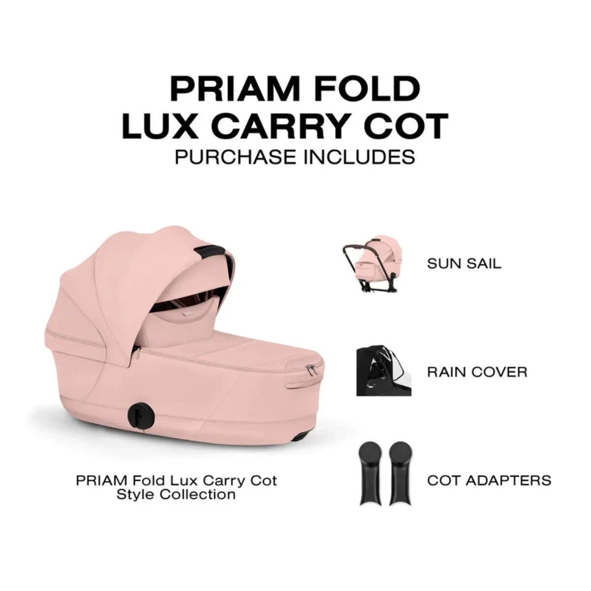 CYBEX PRIAM Fold Lux Carry Cot - Style Collection Peach Pink on Luna Baby Store Miami