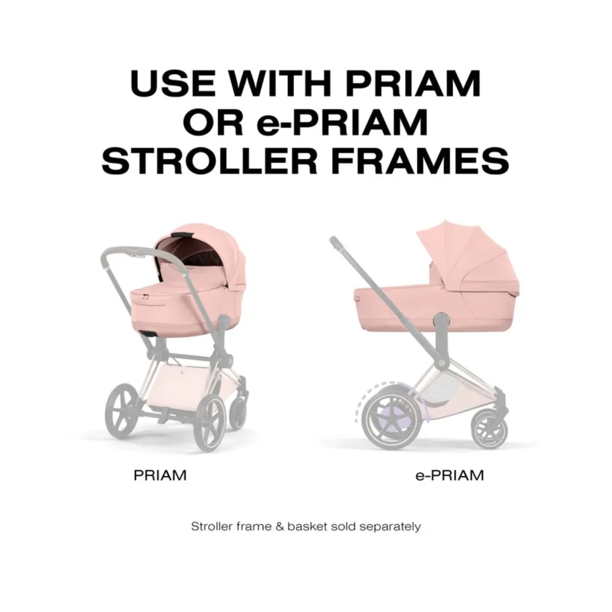 CYBEX PRIAM Fold Lux Carry Cot - Style Collection Peach Pink on Luna Baby Store Miami