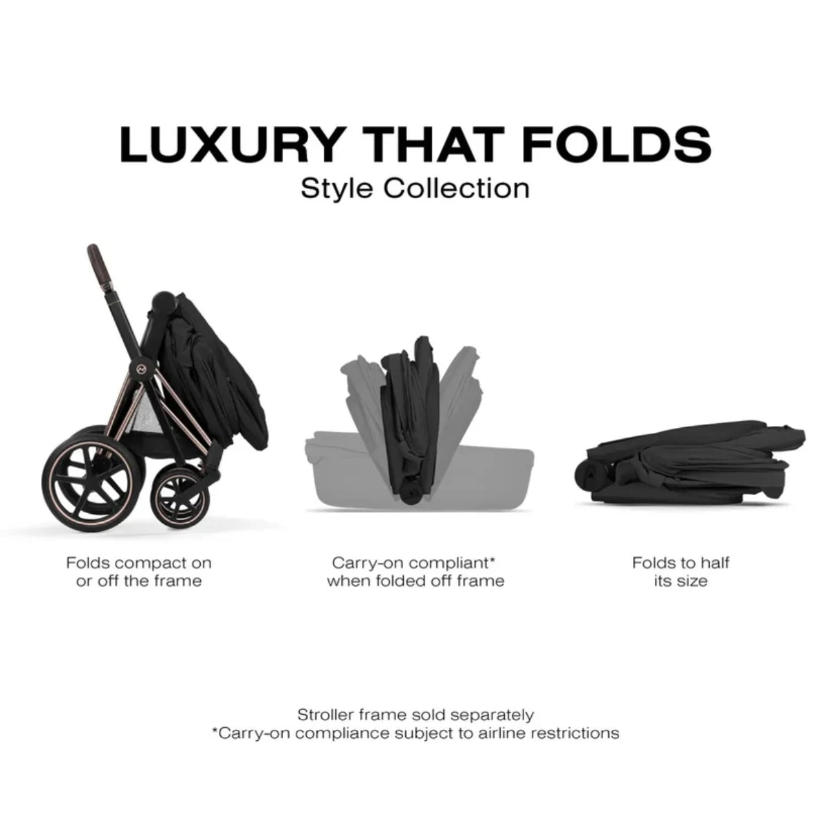 CYBEX PRIAM Fold Lux Carry Cot - Style Collection Sepia Black on Luna Baby Store Miami