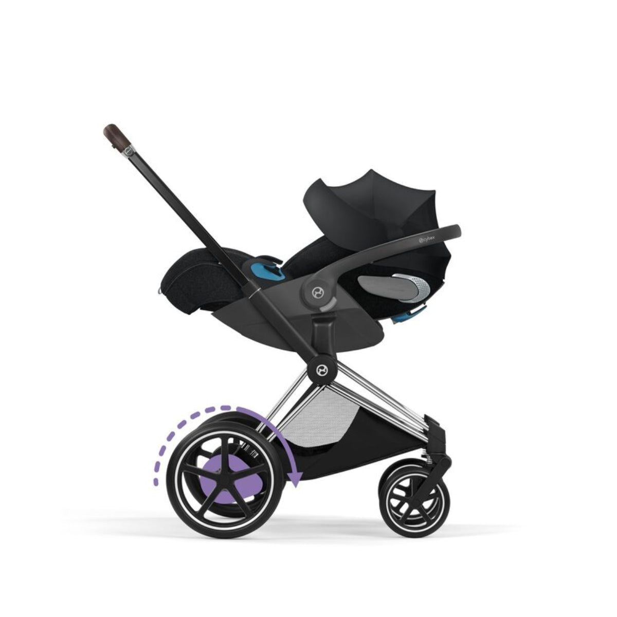 CYBEX e-PRIAM Stroller Frame - Style Collection Chrome Brown on Luna Baby Store Miami