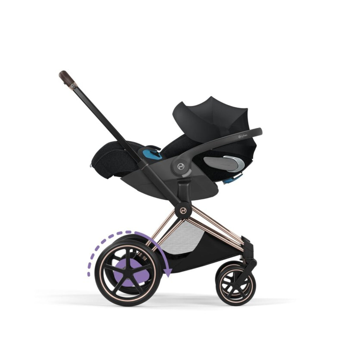 CYBEX e-PRIAM Stroller Frame - Style Collection Rosegold on Luna Baby Store Miami