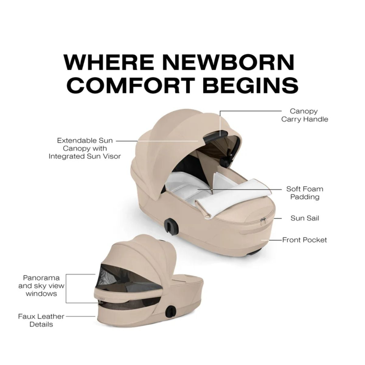 CYBEX MIOS/COYA Fold Lux Carry Cot Style Collection - Cozy Beige