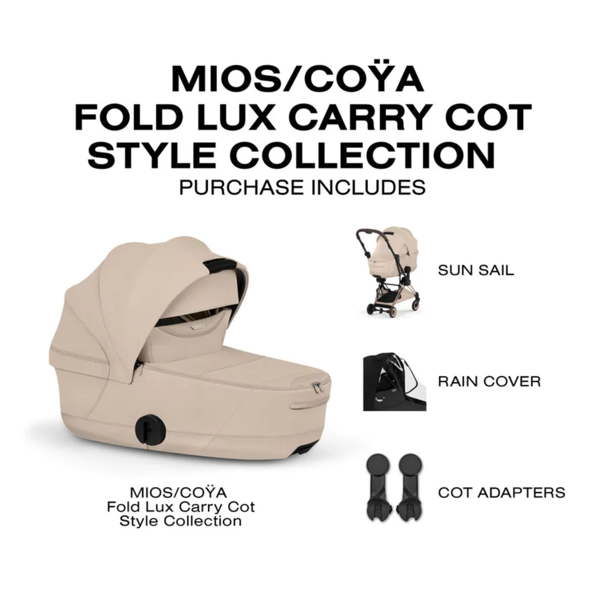 CYBEX MIOS/COYA Fold Lux Carry Cot Style Collection - Cozy Beige
