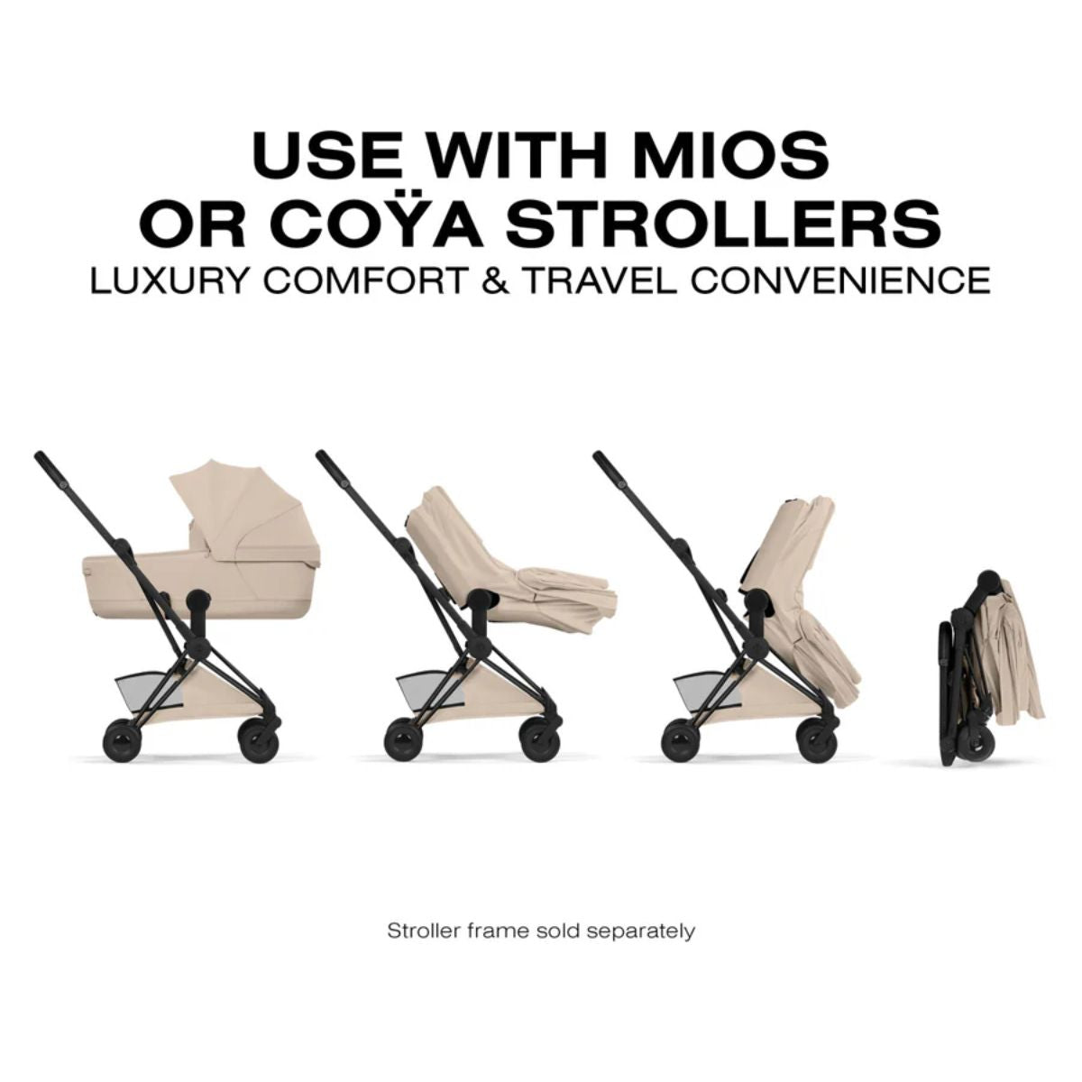 CYBEX MIOS/COYA Fold Lux Carry Cot Style Collection - Cozy Beige on Luna Baby Store Miami