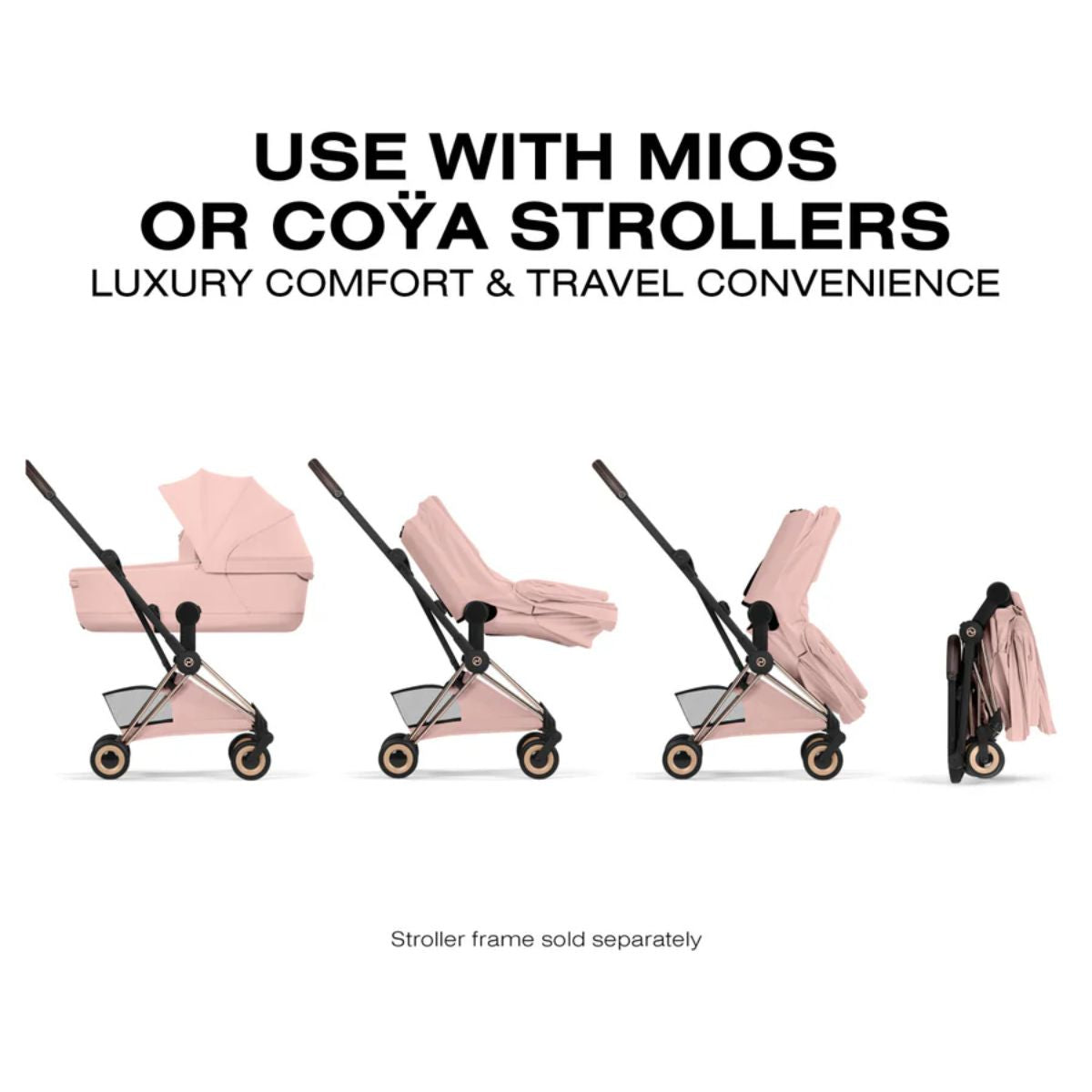 CYBEX MIOS/COYA Fold Lux Carry Cot Style Collection - Peach Pink on Luna Baby Store Miami
