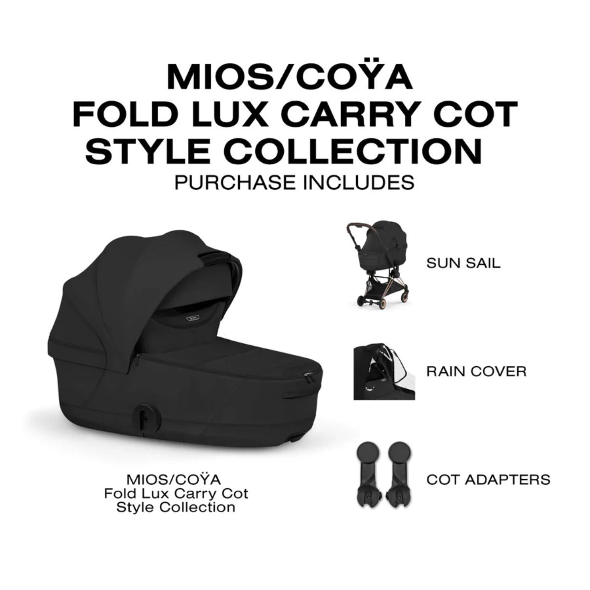 CYBEX MIOS/COYA Fold Lux Carry Cot Style Collection - Sepia Black
