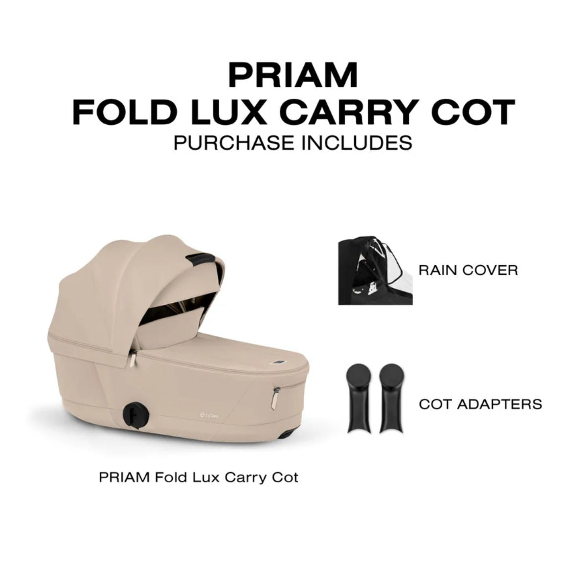 CYBEX PRIAM Fold Lux Carry Cot - Cozy Beige on Luna Baby Store Miami