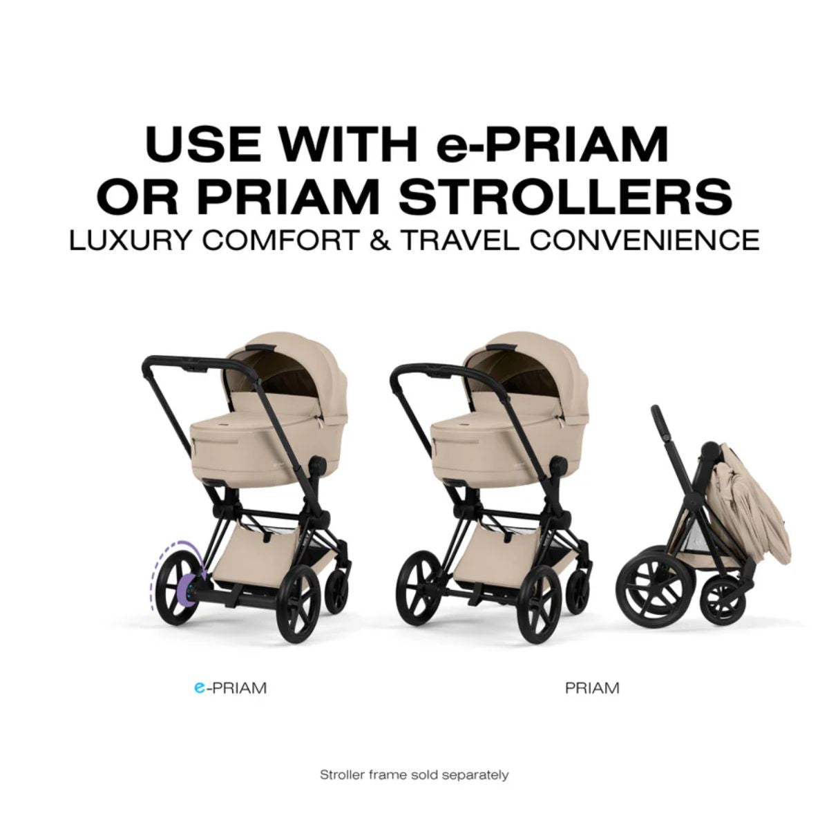 CYBEX PRIAM Fold Lux Carry Cot - Cozy Beige on Luna Baby Store Miami